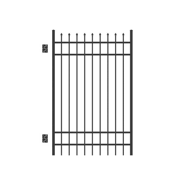 Cascade 4 ft. W x 6 ft. H Black Standard-Duty Aluminum Straight Pre-Assembled Fence Gate